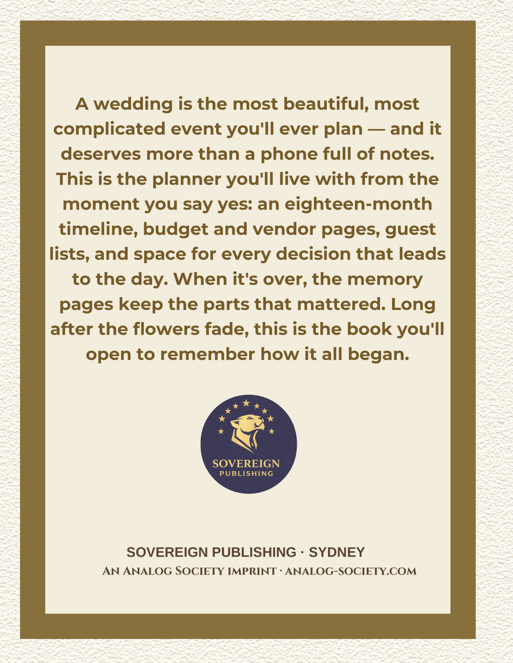 The Wedding Planner - back cover