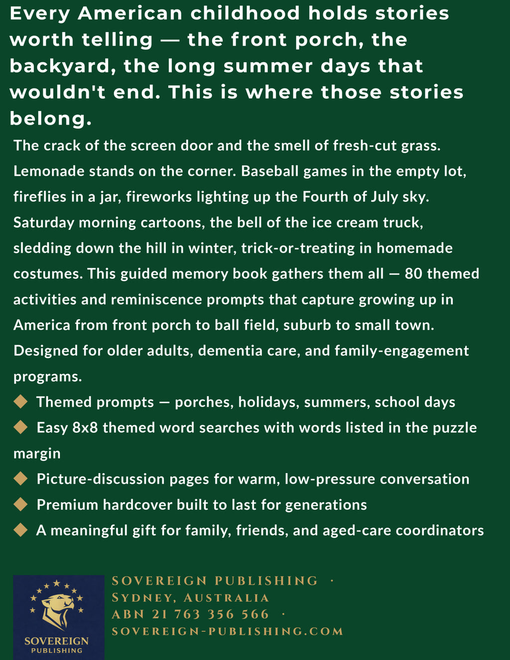 A Memory Book — American Childhood - back cover