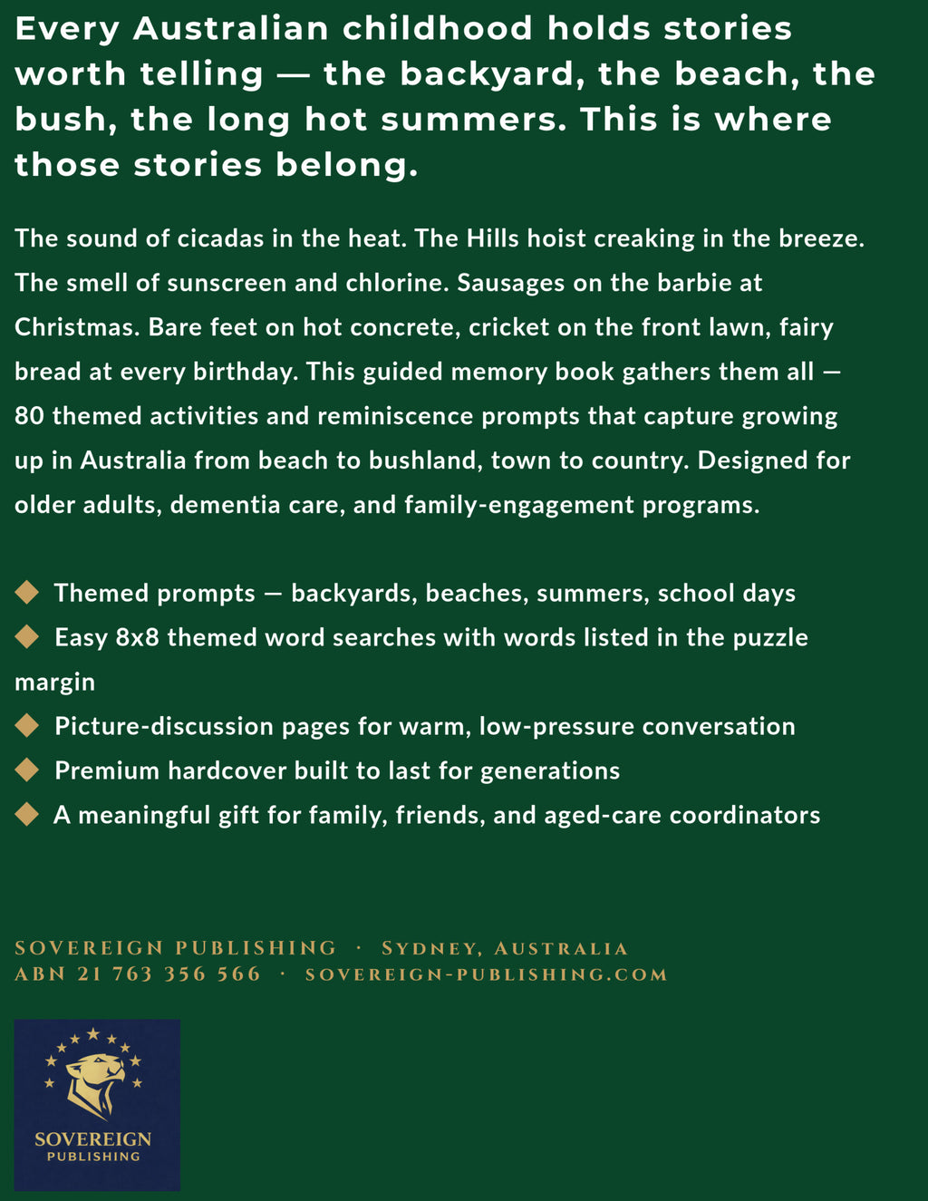 A Memory Book — Australian Childhood - back cover