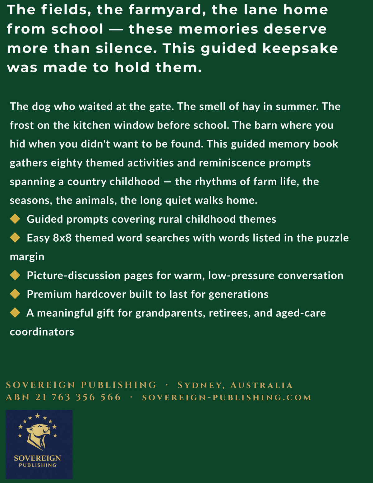 A Memory Book — Country Childhood - back cover