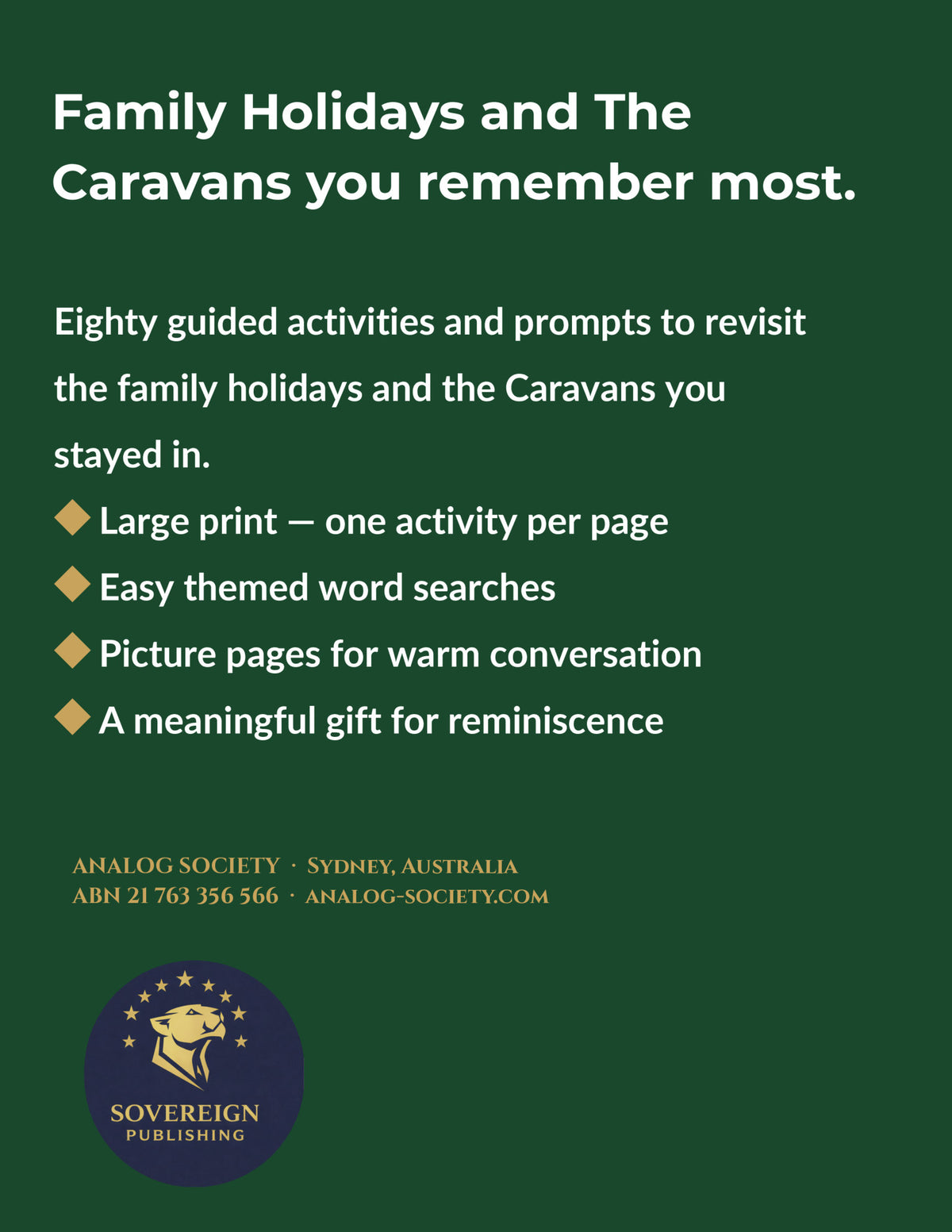 A Memory Book — Family Holidays and Caravans - back cover