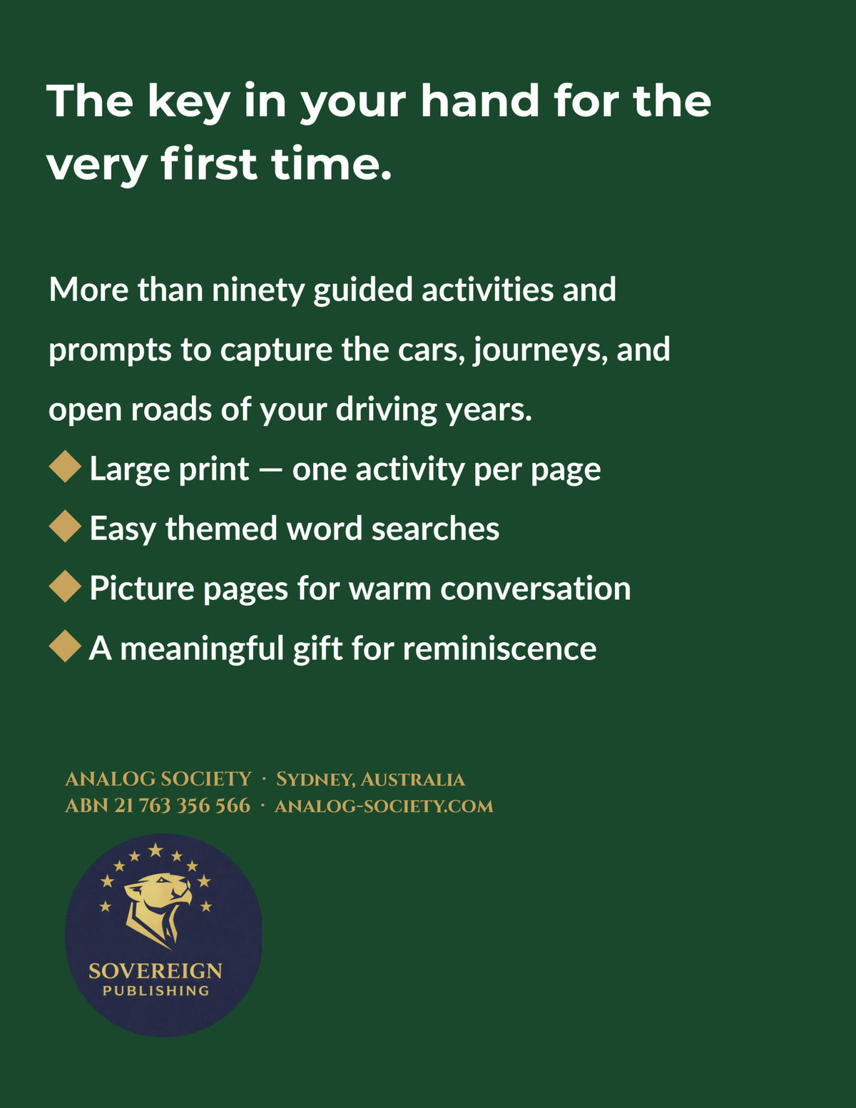 A Memory Book — Your First Car - back cover