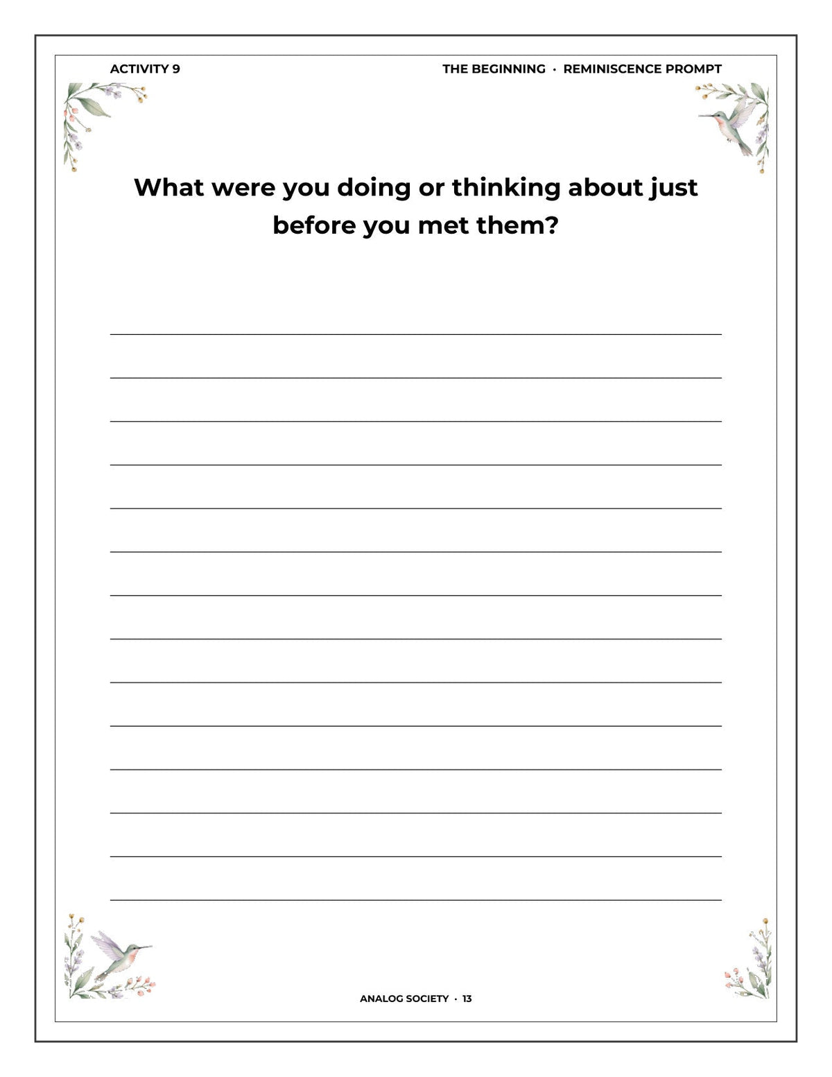 A Memory Book — A Long Marriage - inside page 14: What were you doing or thinking about just