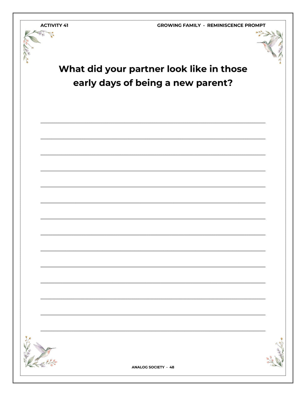 A Memory Book — A Long Marriage - inside page 49: What did your partner look like in those