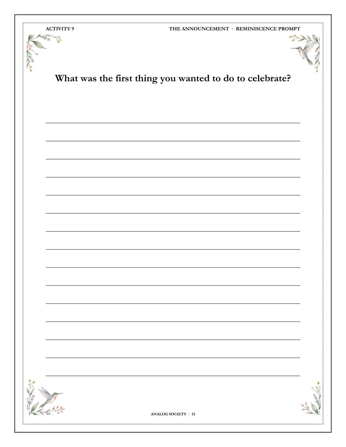 A Memory Book — Becoming a Grandparent - inside page 14: What was the first thing you wanted to do to celebrate?