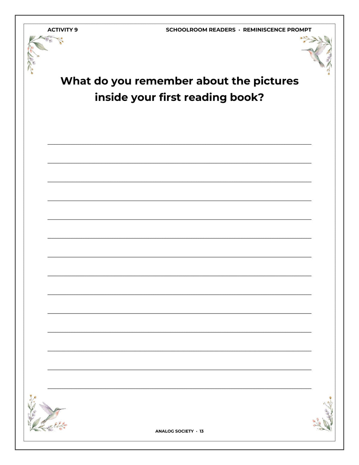 A Memory Book — Books and Reading - inside page 14: What do you remember about the pictures
