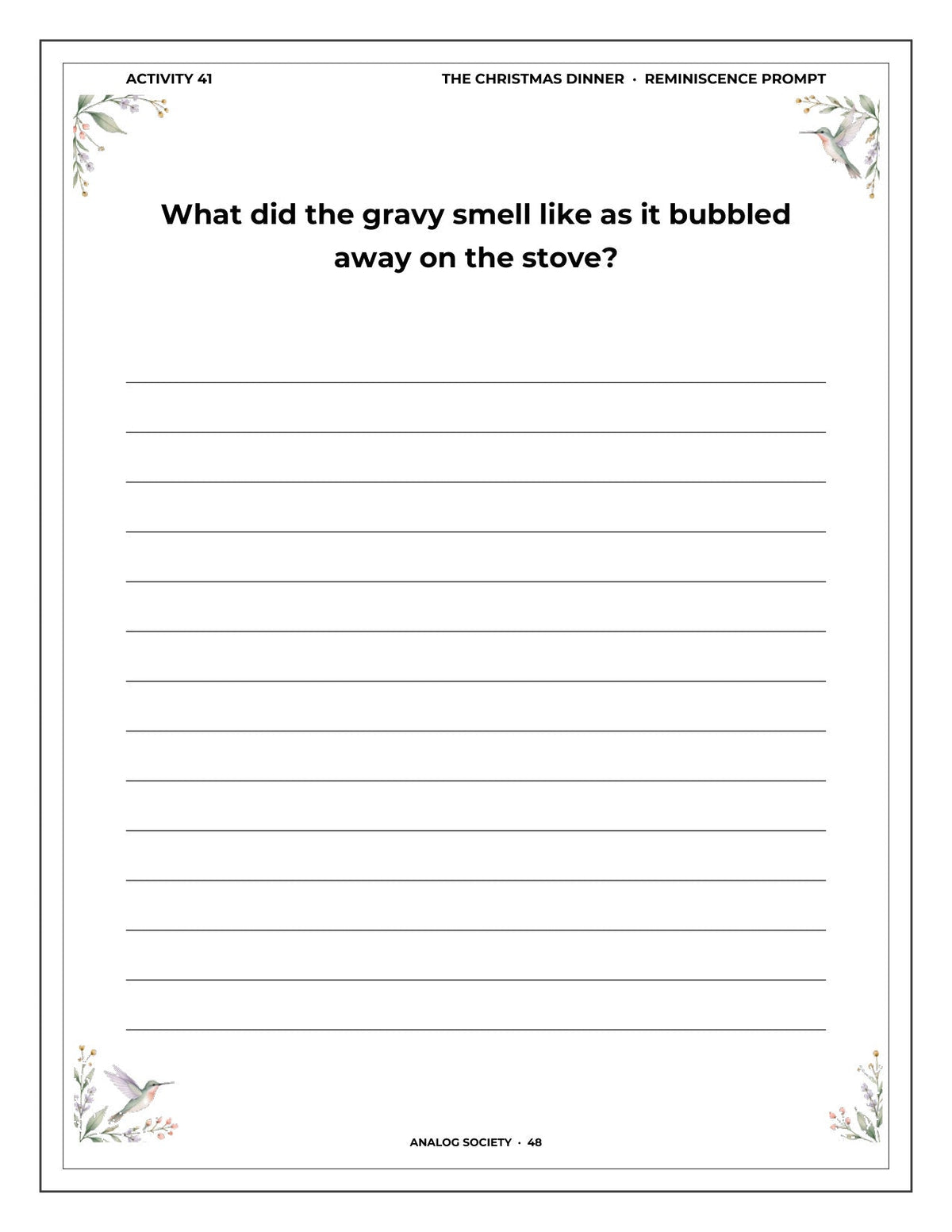A Memory Book — Christmas Memories - inside page 49: What did the gravy smell like as it bubbled