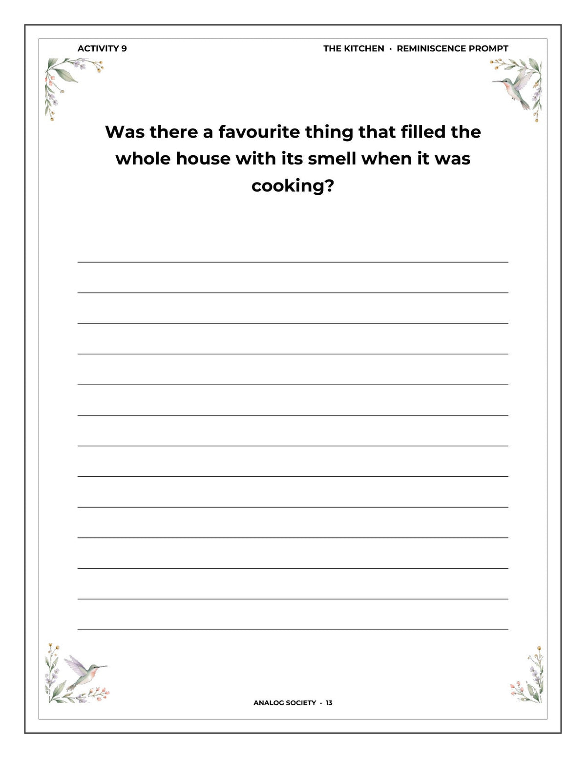 A Memory Book — Family Recipes - inside page 14: Was there a favourite thing that filled the