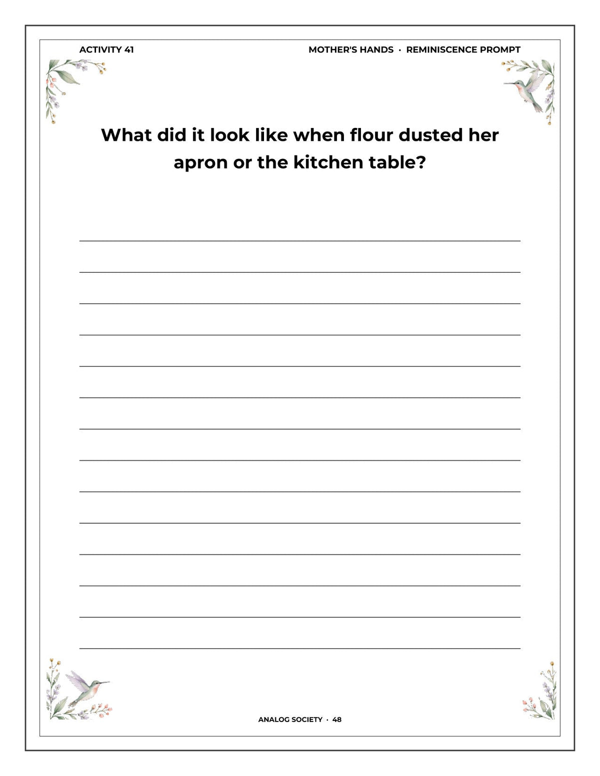 A Memory Book — Family Recipes - inside page 49: What did it look like when flour dusted her