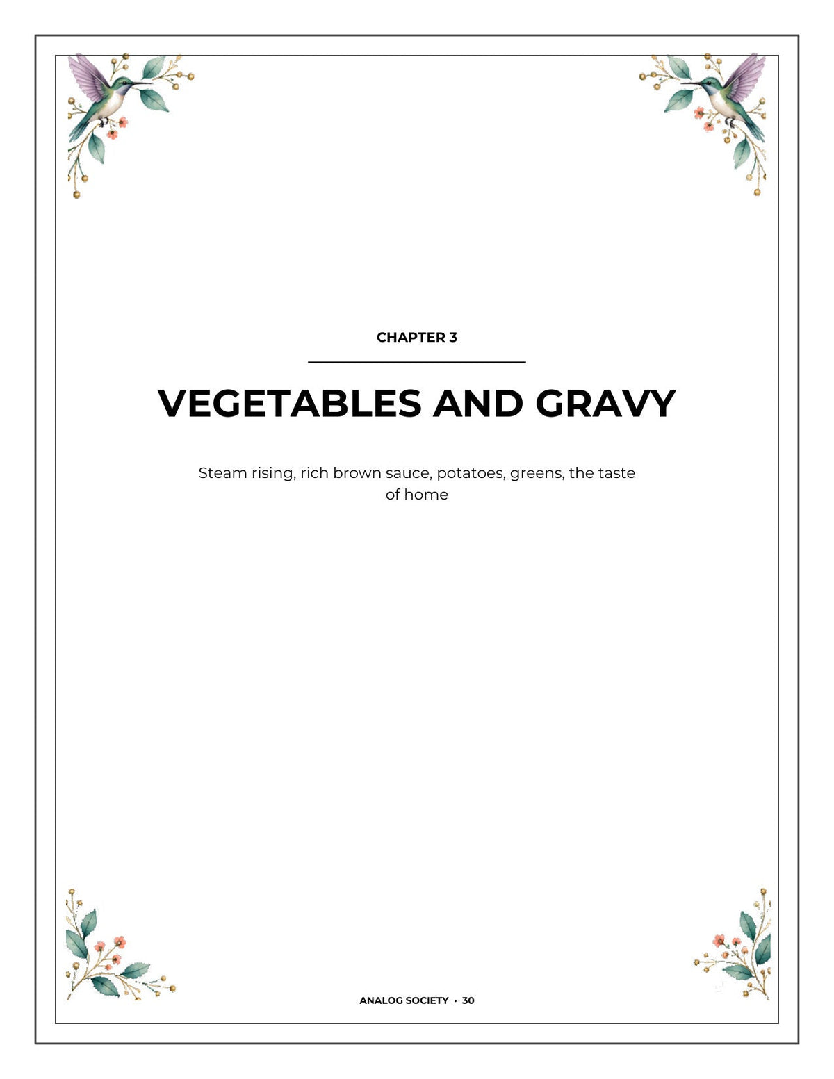A Memory Book — Sunday Lunches and Family Meals - inside page 31: VEGETABLES AND GRAVY