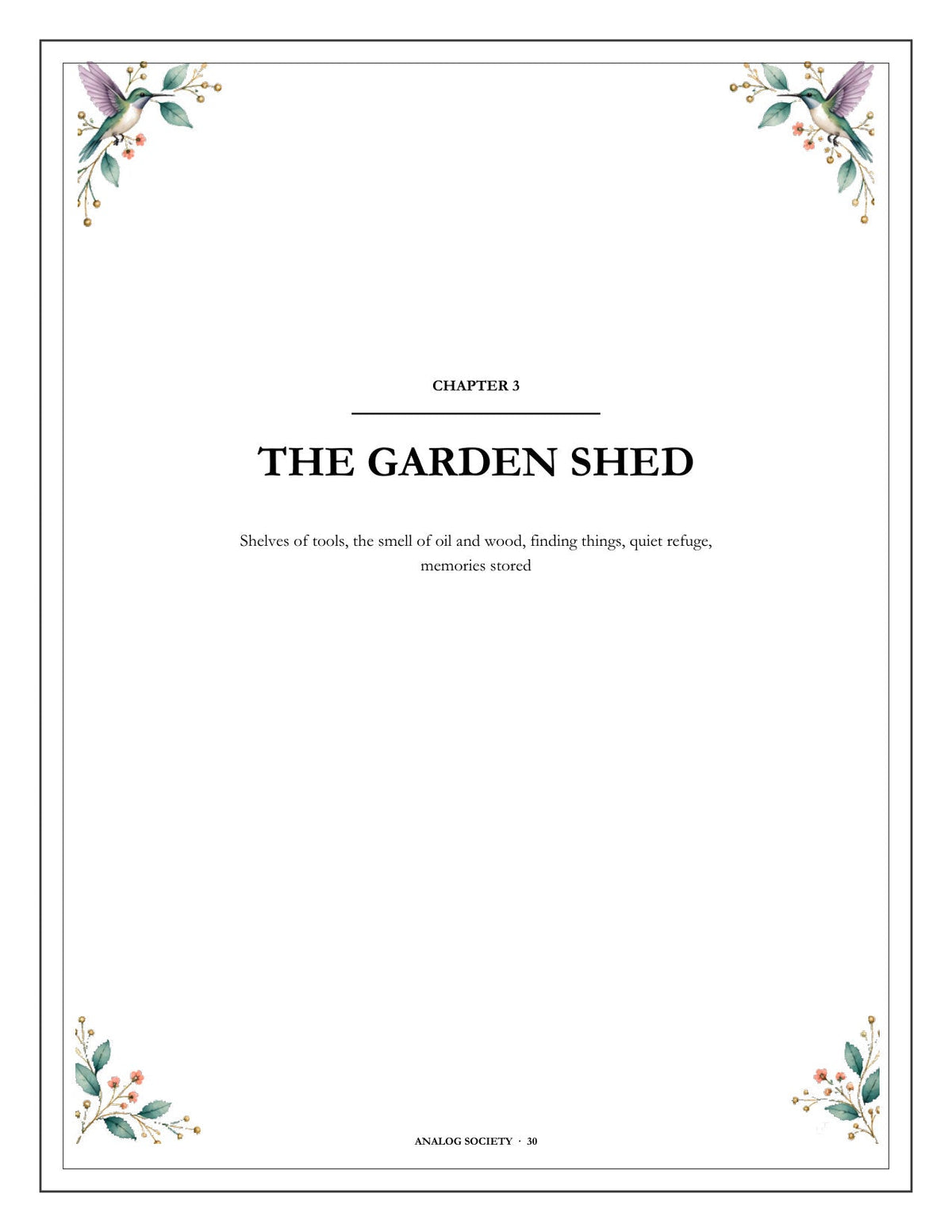 A Memory Book — The Garden - inside page 31: THE GARDEN SHED