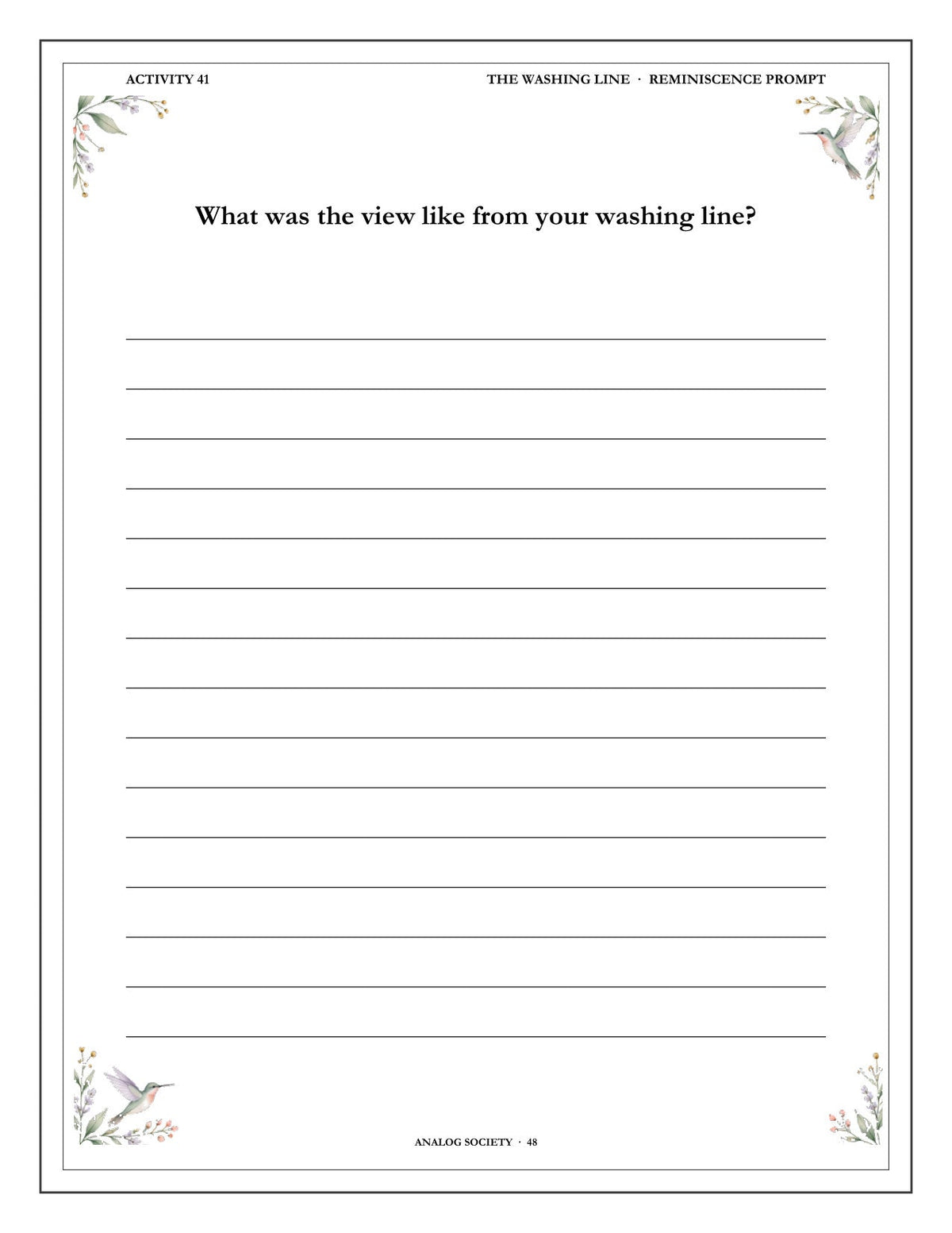 A Memory Book — The Garden - inside page 49: What was the view like from your washing line?