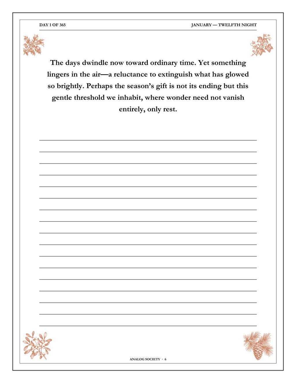 A Year of Christmas Spirit - inside page: Day 1 of 365