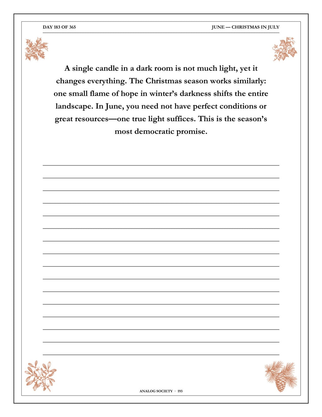A Year of Christmas Spirit - inside page: Day 183 of 365