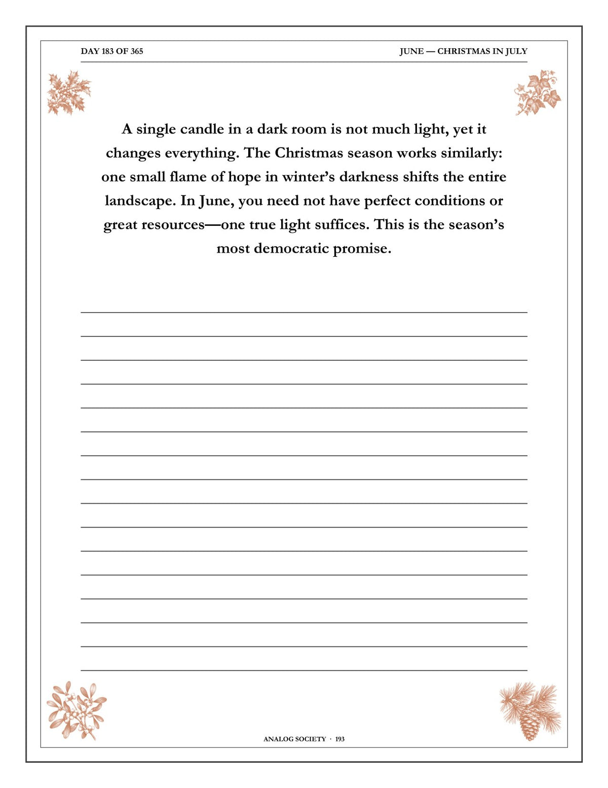 A Year of Christmas Spirit - inside page: Day 183 of 365