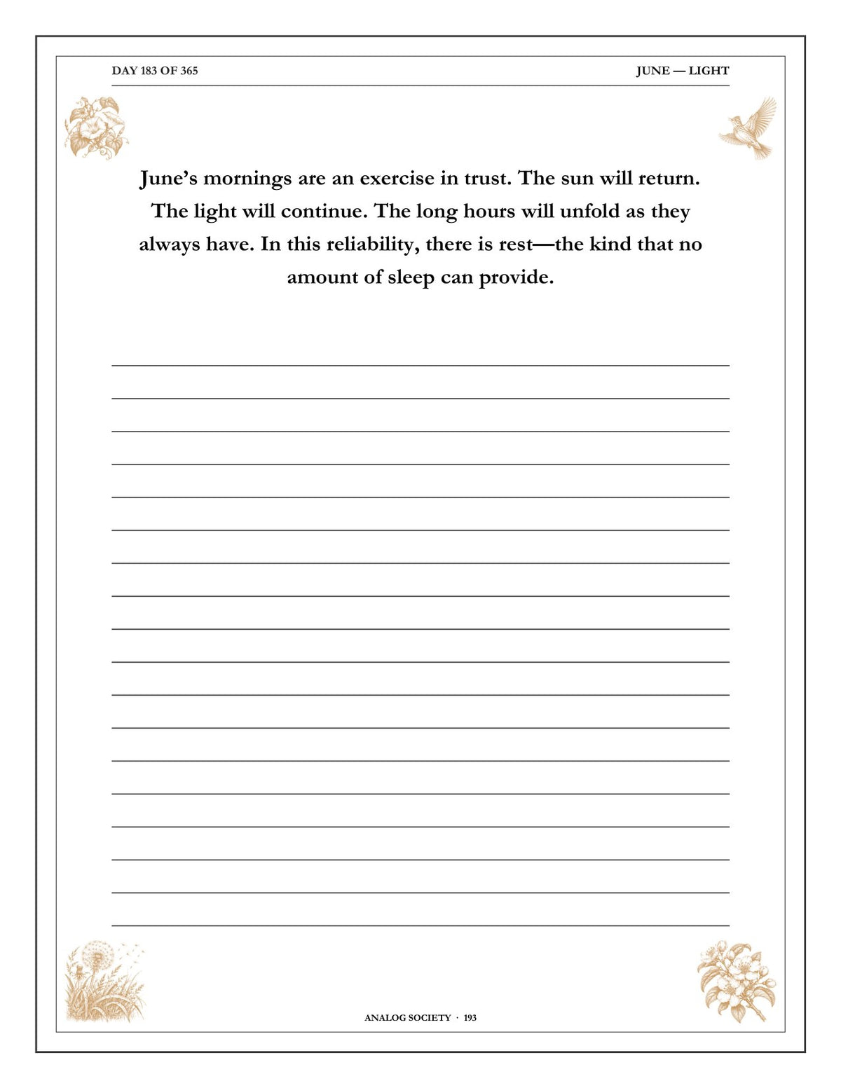 A Year of First Light - inside page: Day 183 of 365
