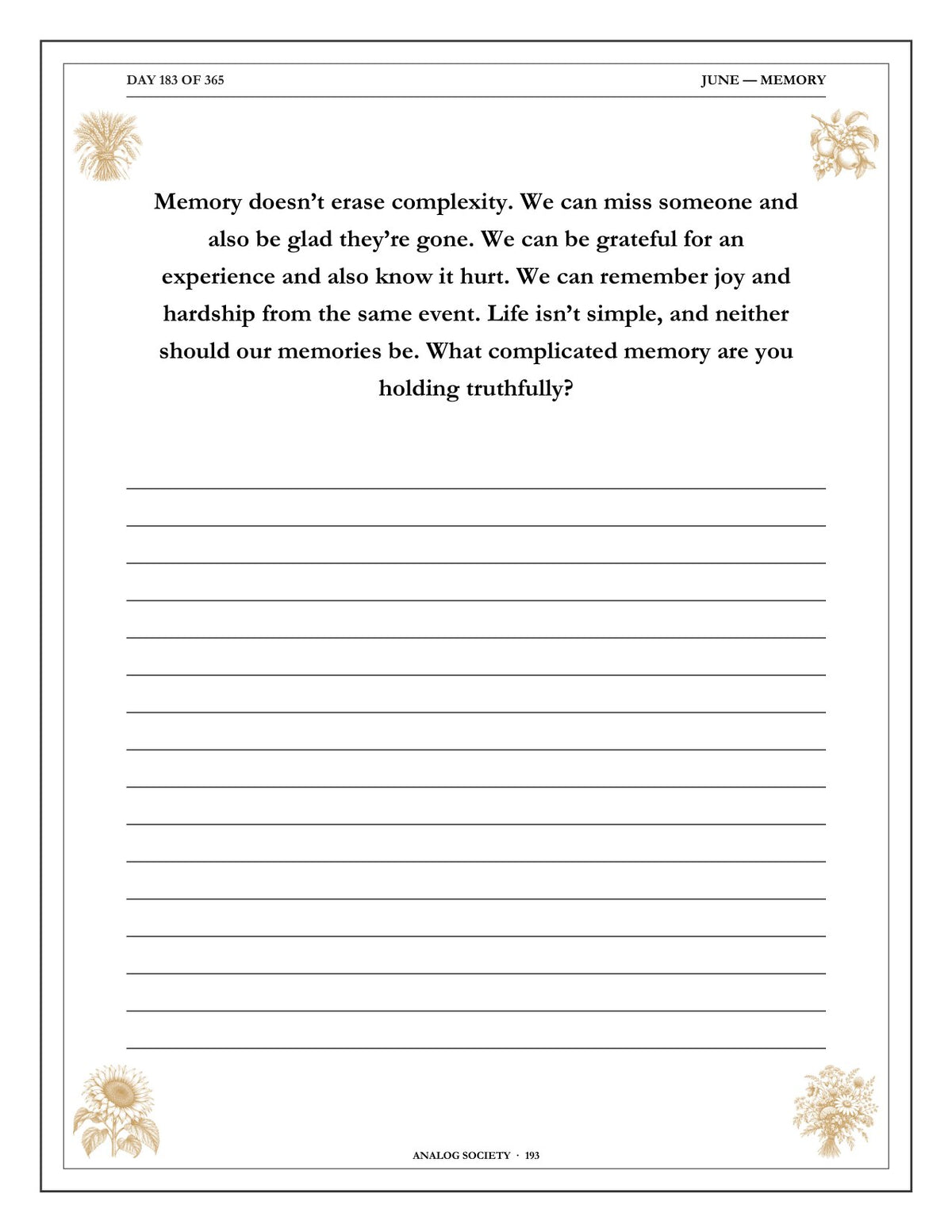 A Year of Gratitude - inside page: Day 183 of 365