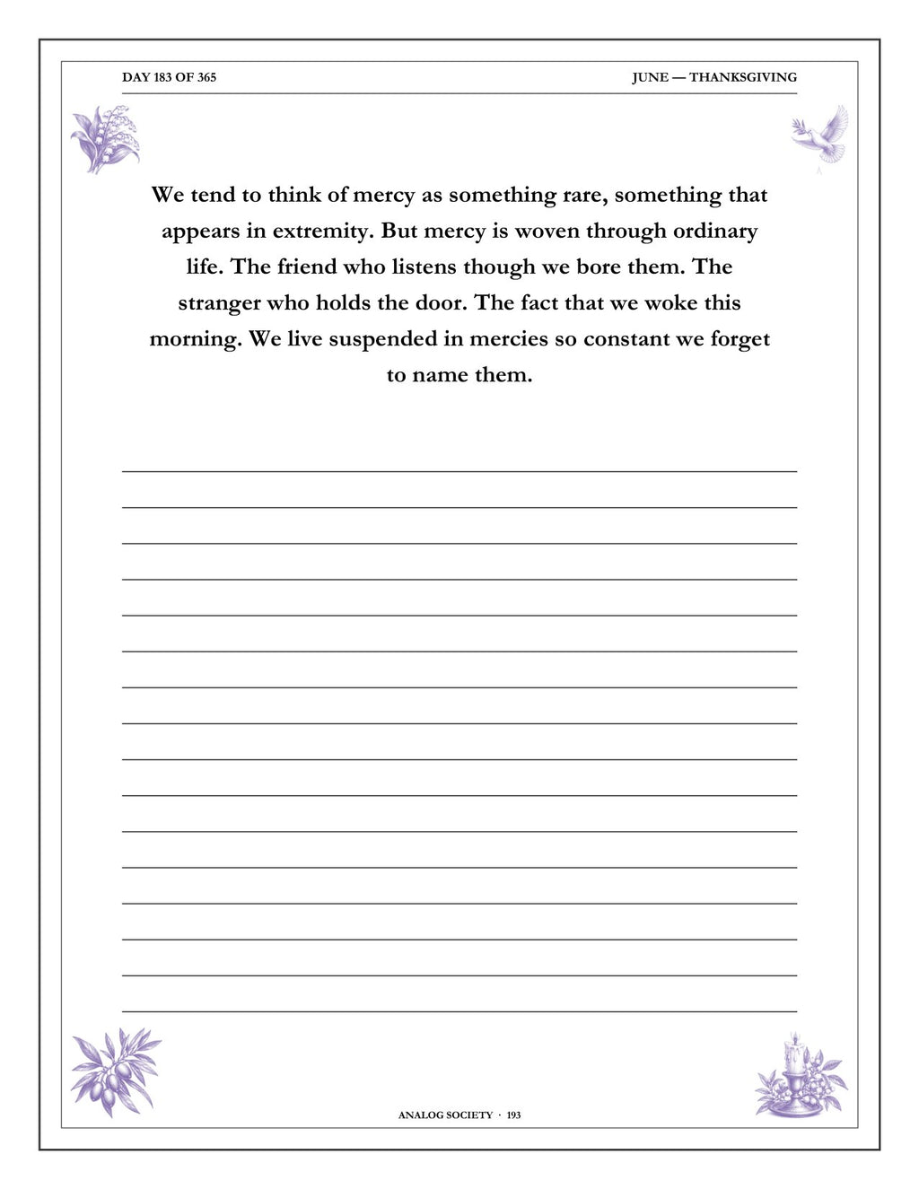A Year of Prayer - inside page: Day 183 of 365