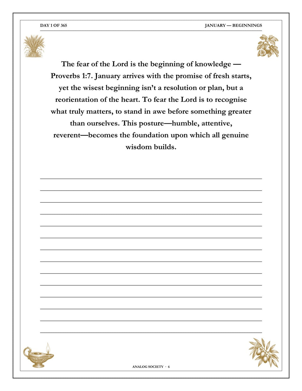A Year of Proverbs - inside page: Day 1 of 365