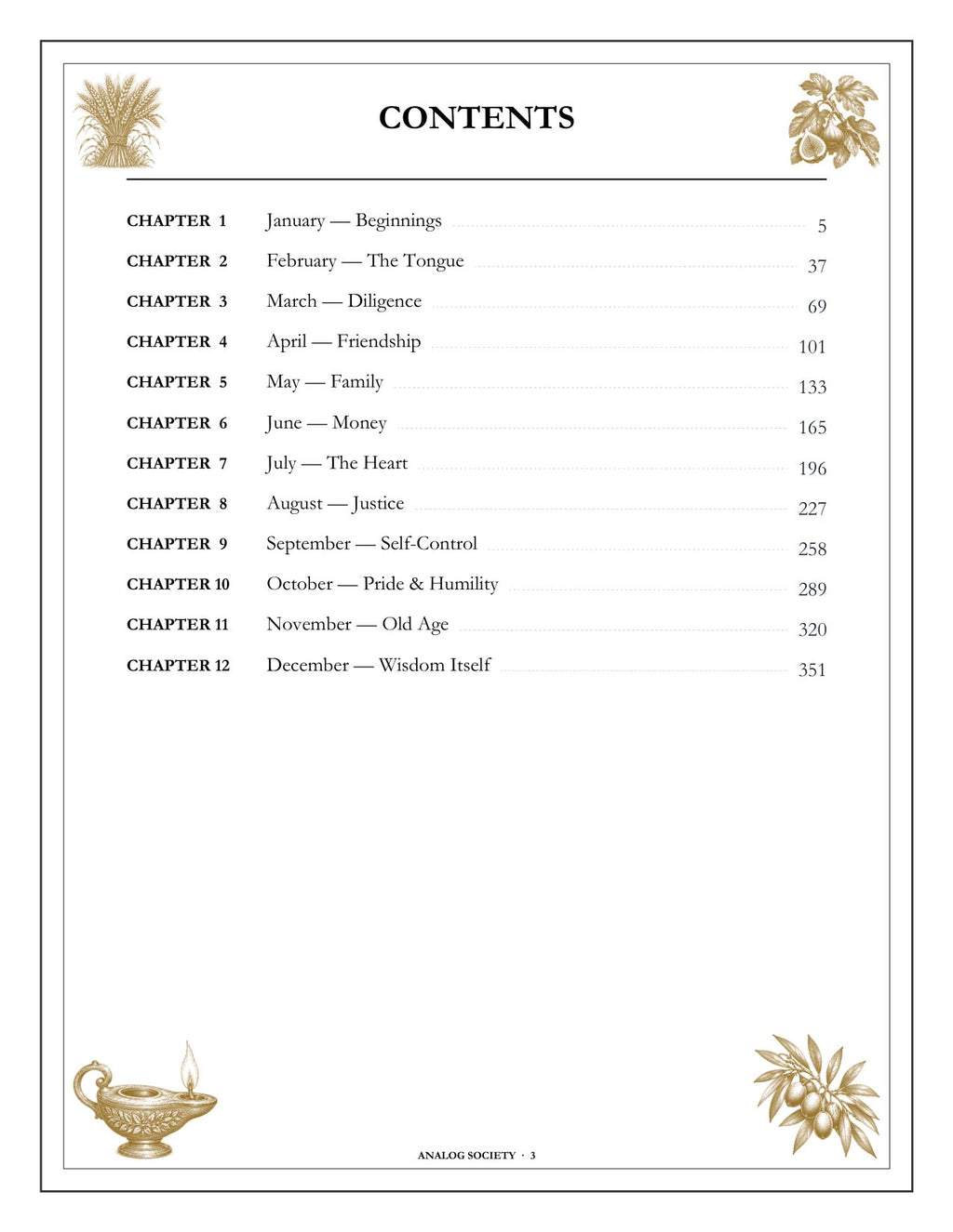 A Year of Proverbs - inside page: Contents