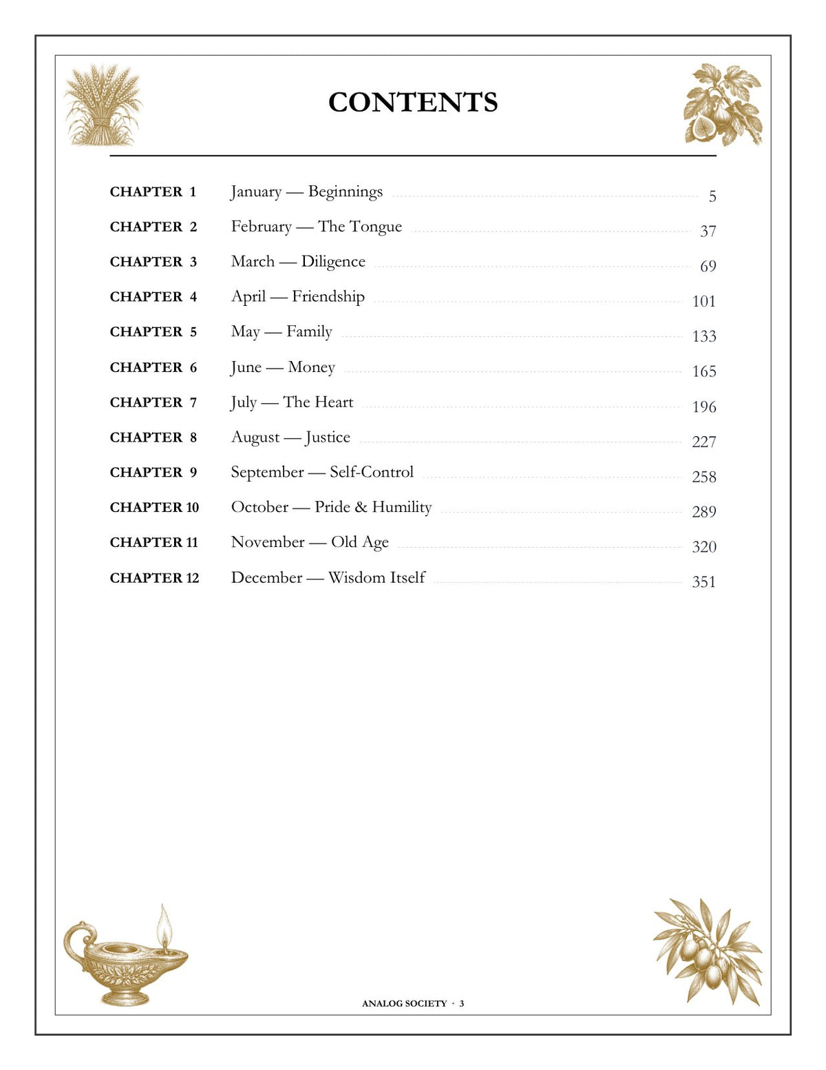 A Year of Proverbs - inside page: Contents