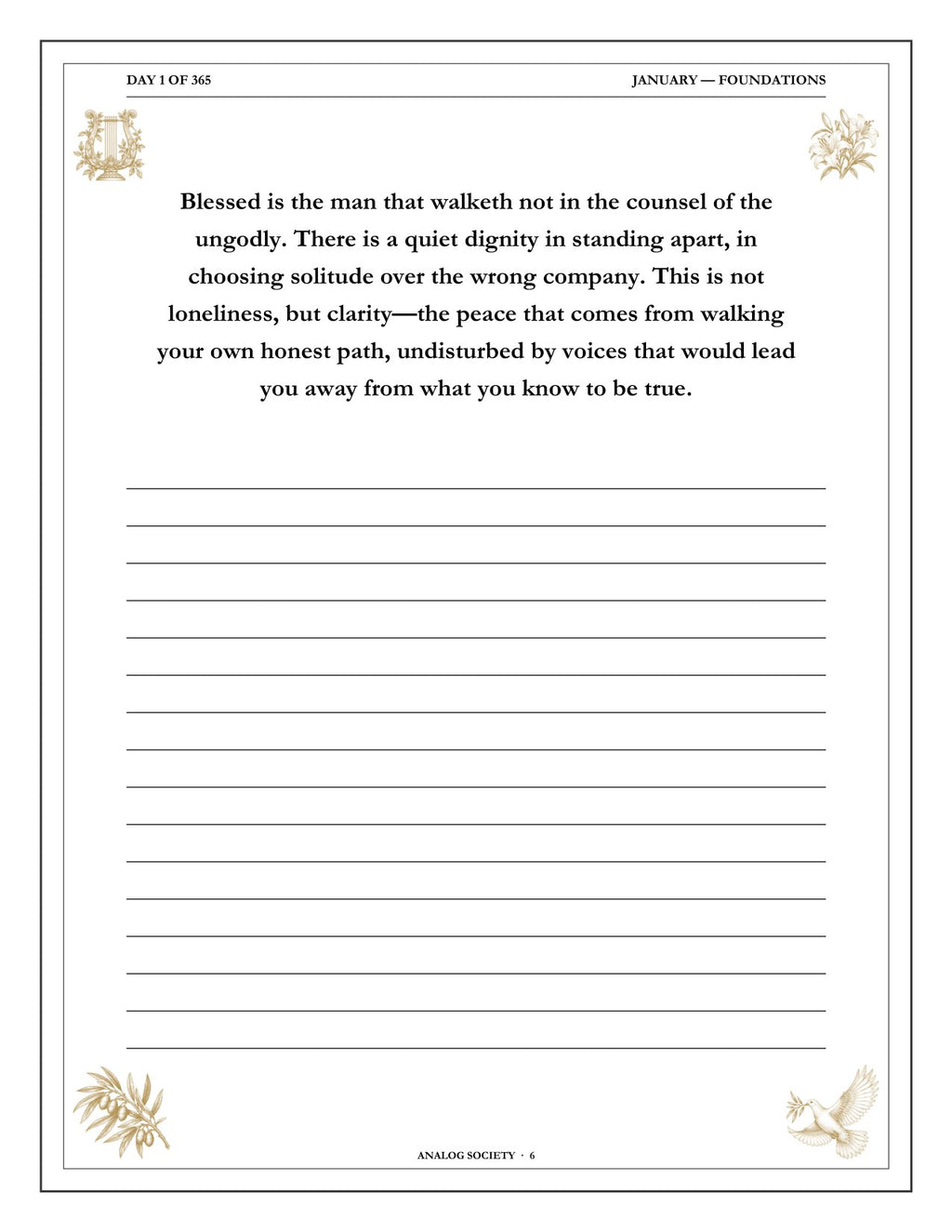 A Year of Psalms - inside page: Day 1 of 365