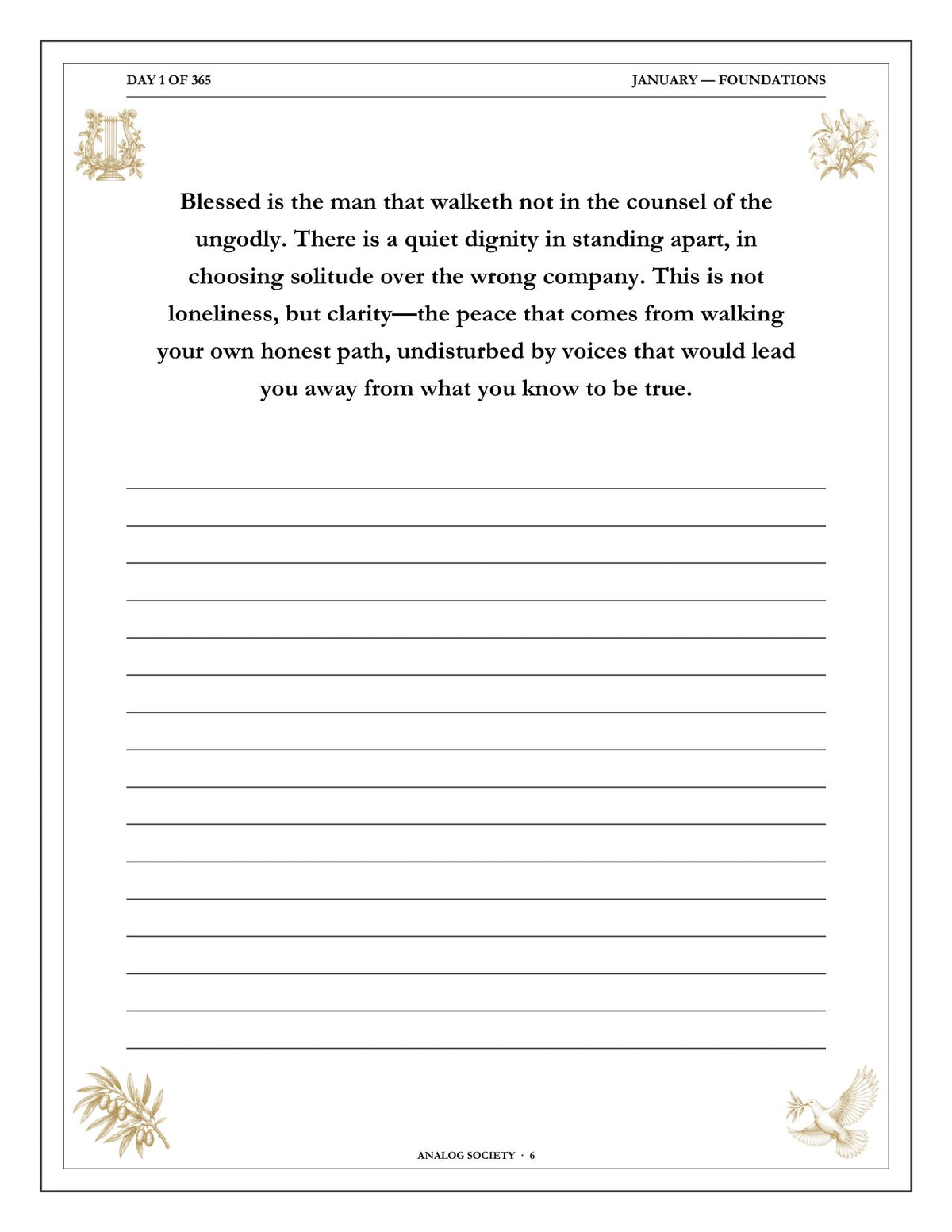 A Year of Psalms - inside page: Day 1 of 365