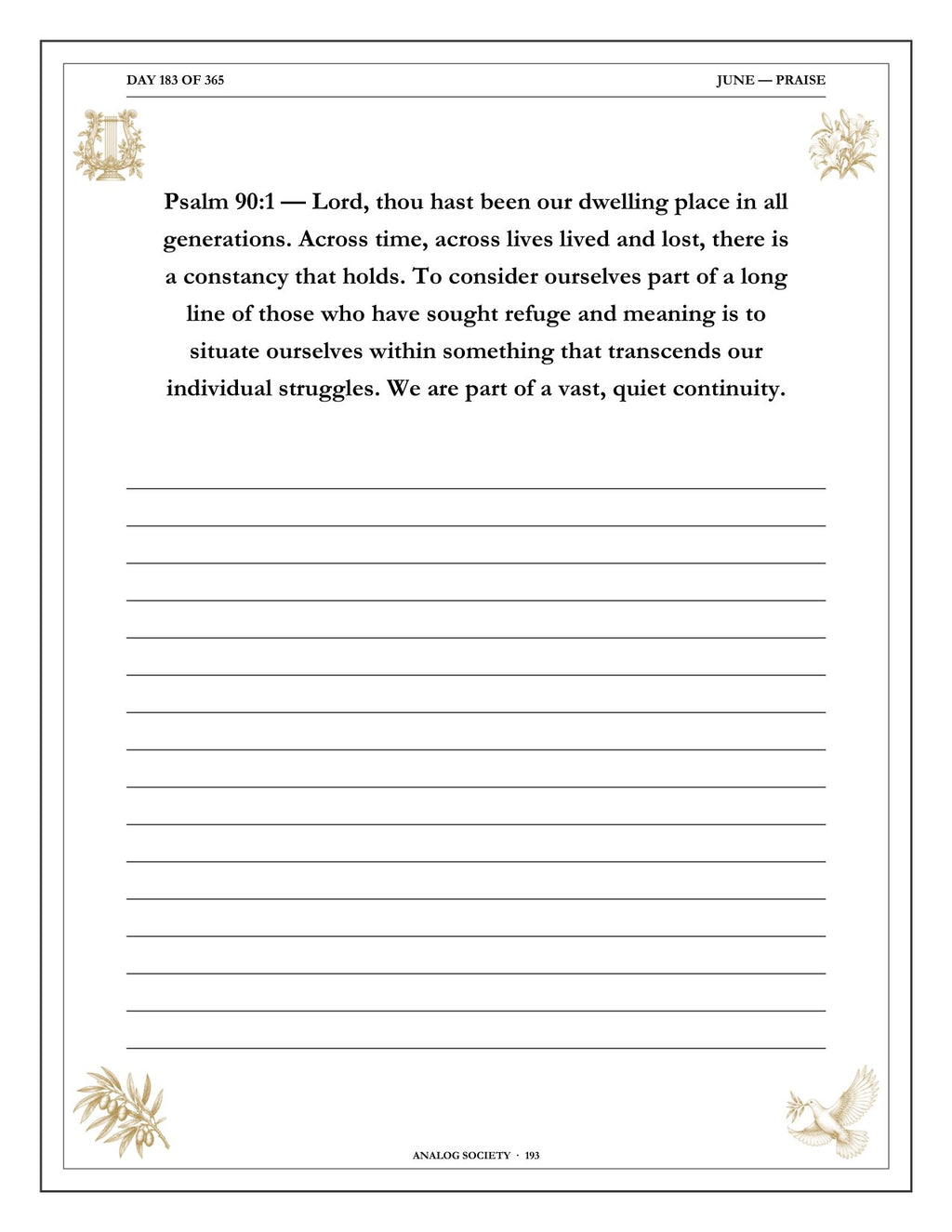 A Year of Psalms - inside page: Day 183 of 365