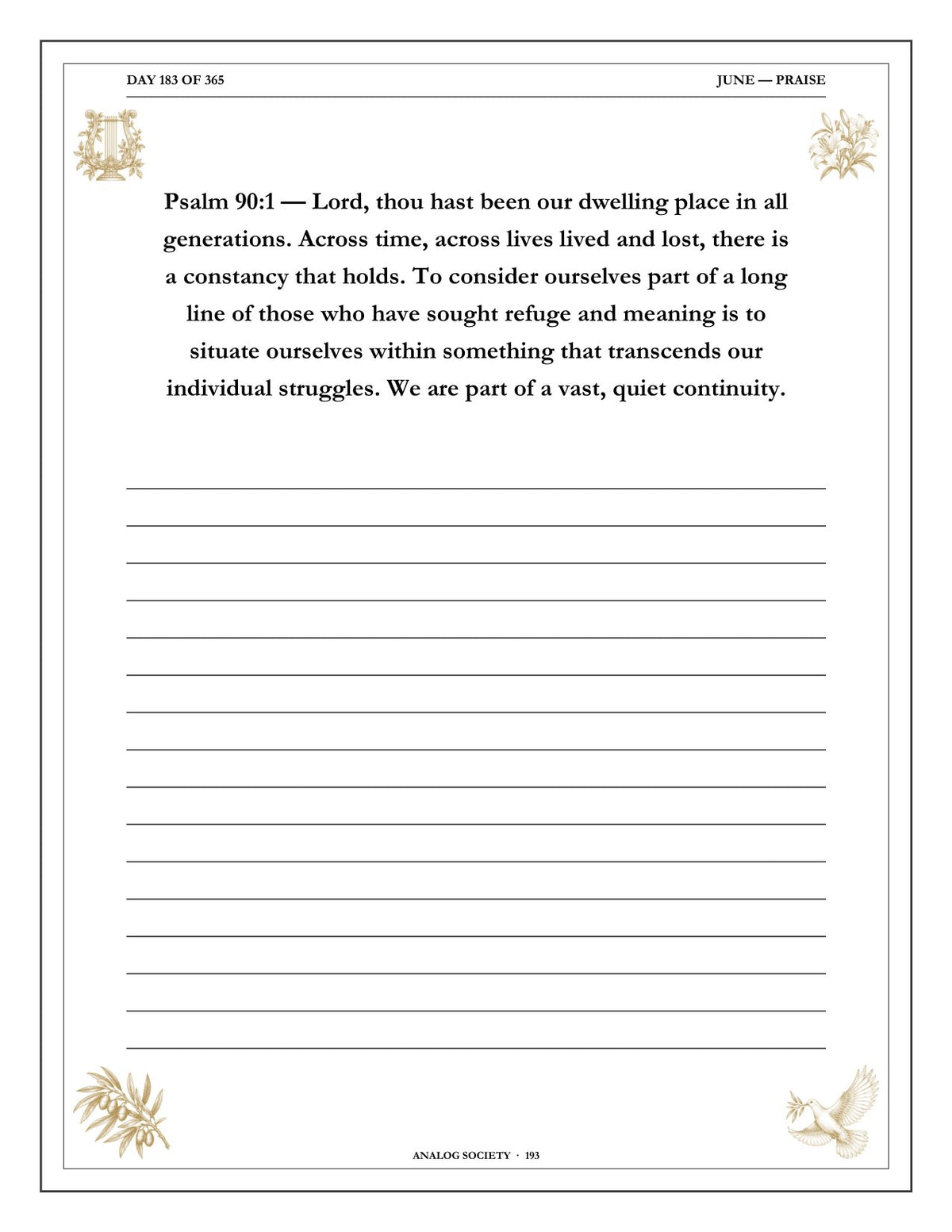 A Year of Psalms - inside page: Day 183 of 365