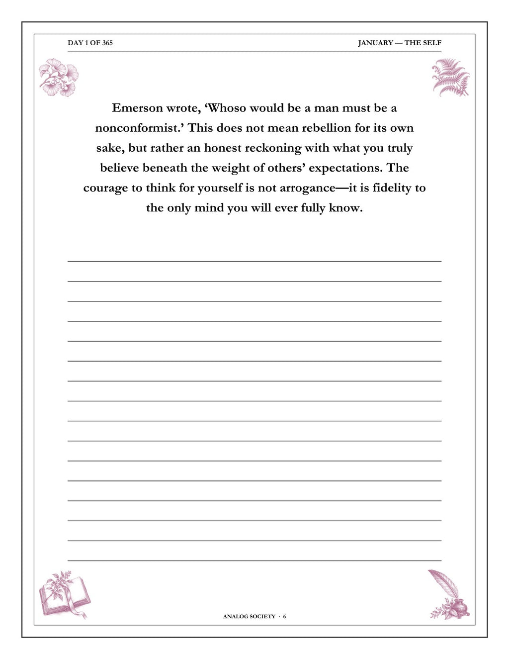 A Year of Quiet Wisdom - inside page: Day 1 of 365