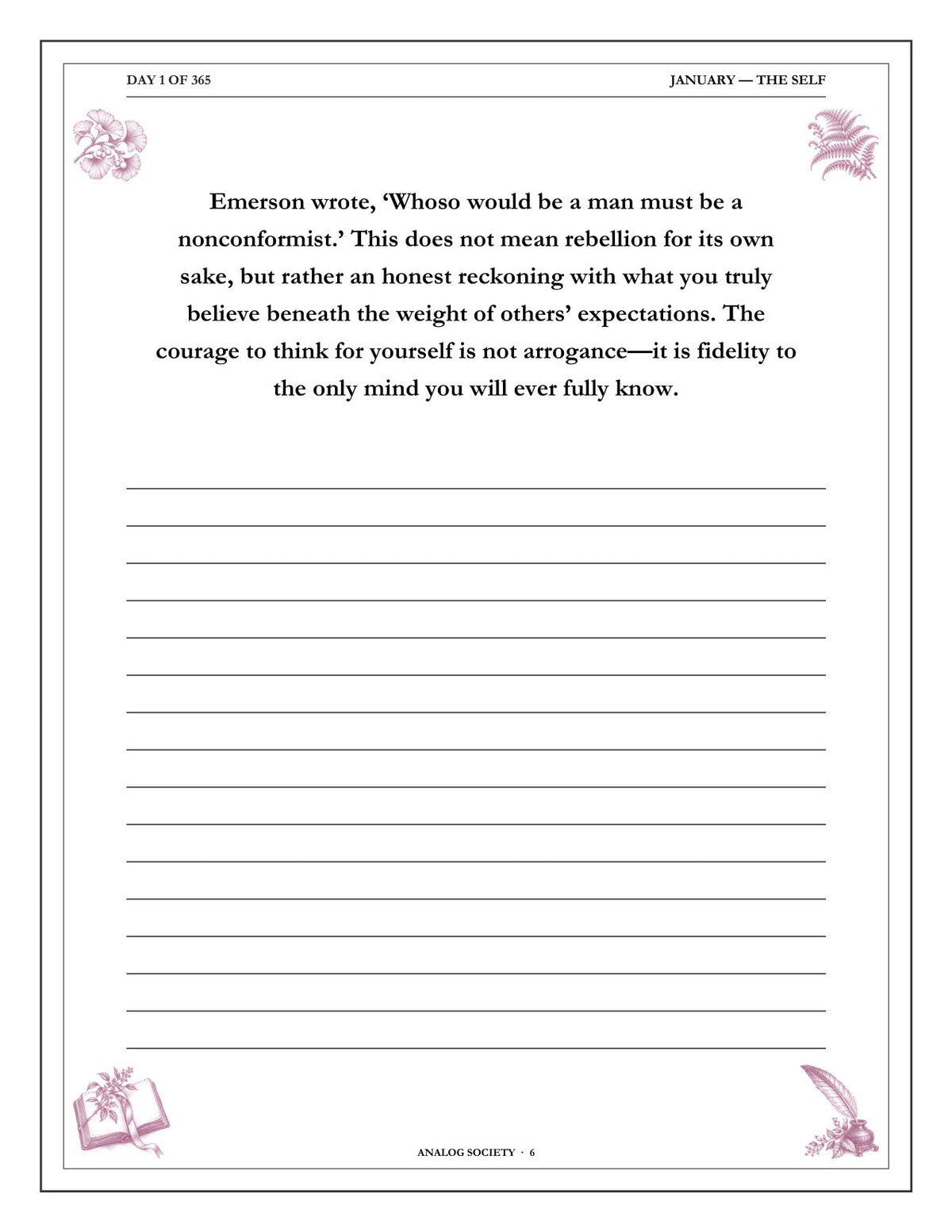 A Year of Quiet Wisdom - inside page: Day 1 of 365