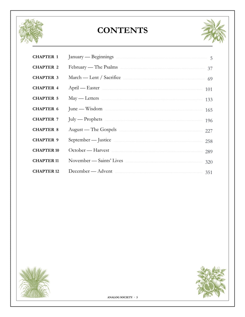 A Year of Scripture - inside page: Contents