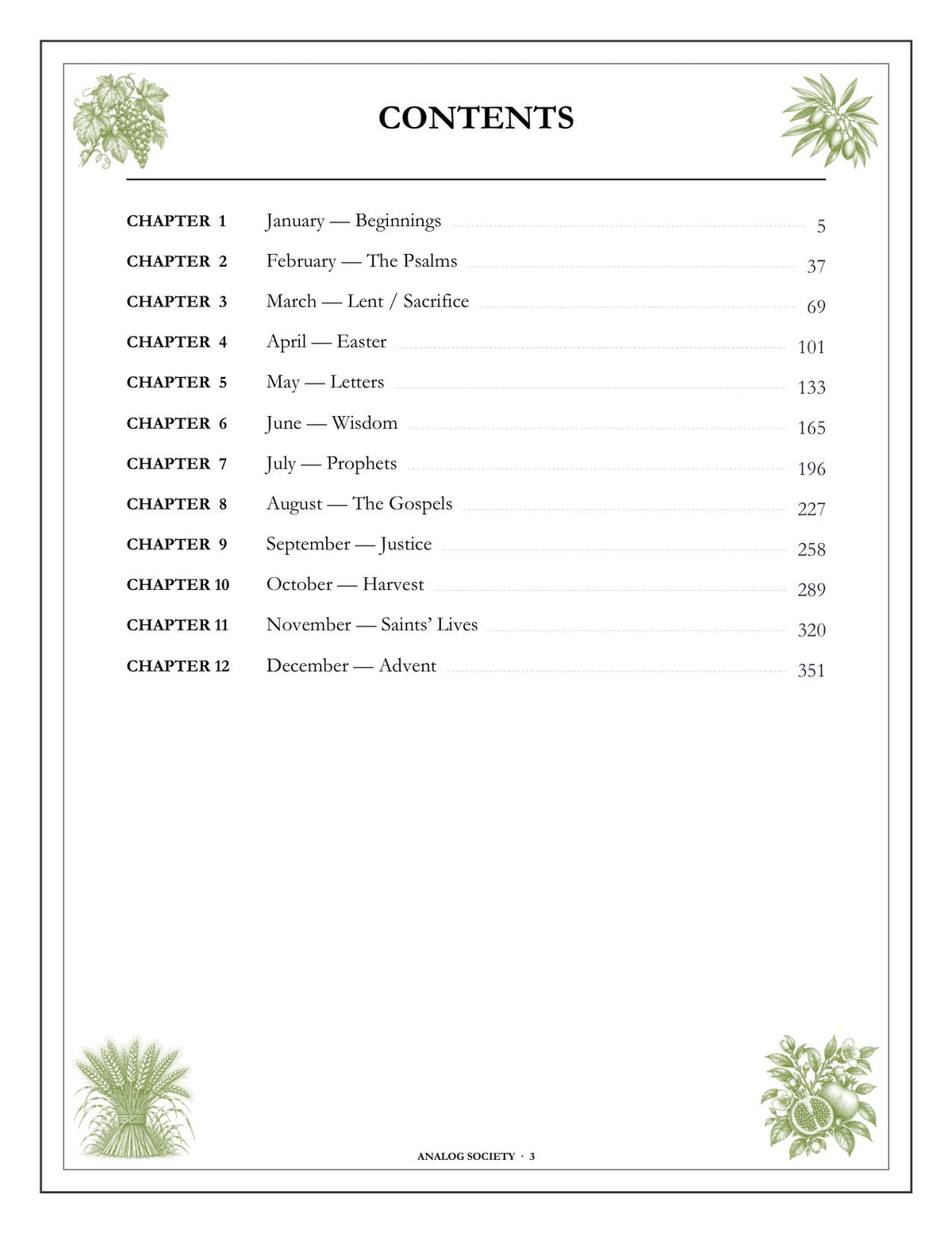 A Year of Scripture - inside page: Contents