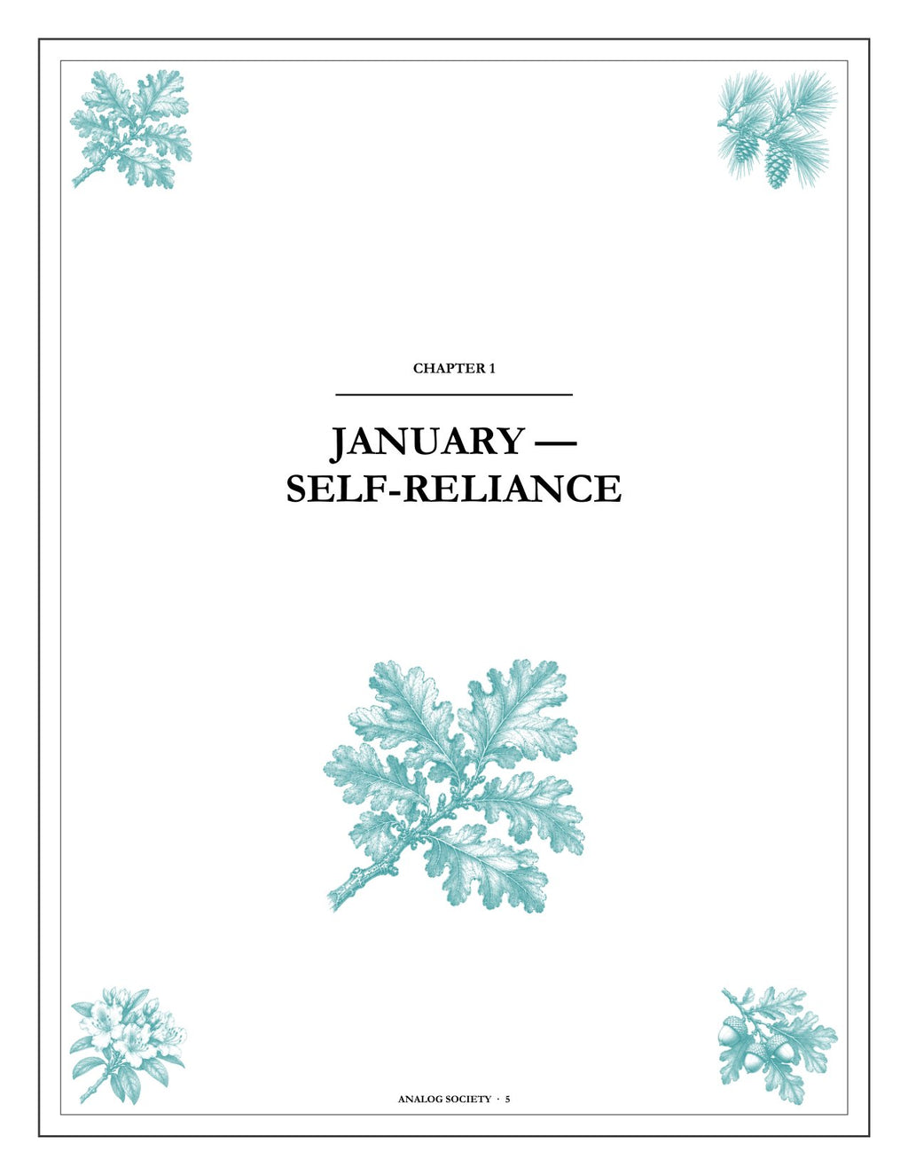 A Year of Self-Reliance - inside page: the opening of chapter one