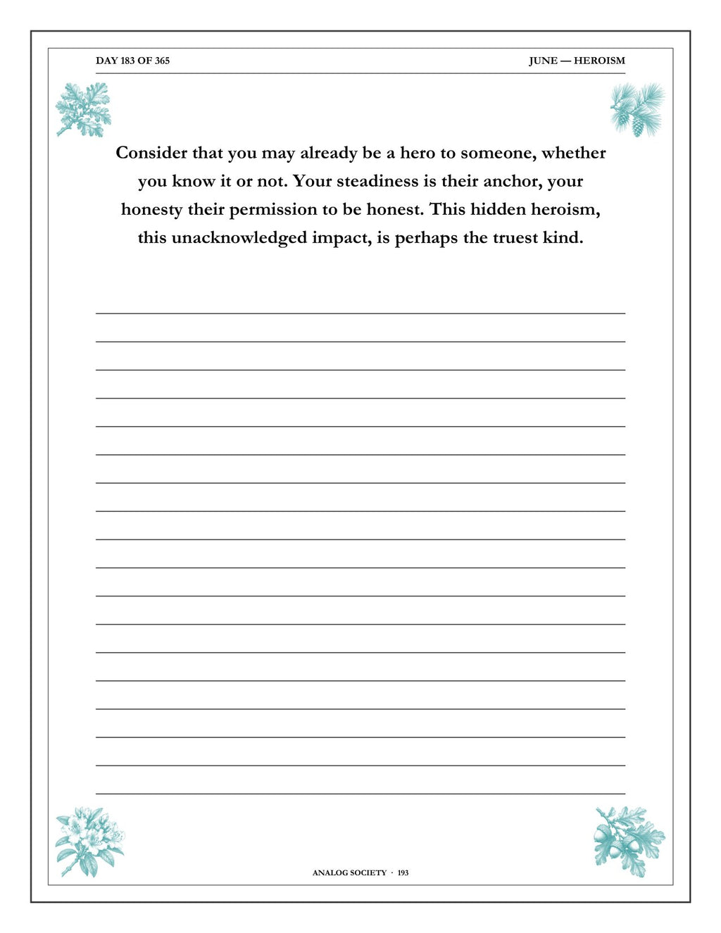 A Year of Self-Reliance - inside page: Day 183 of 365