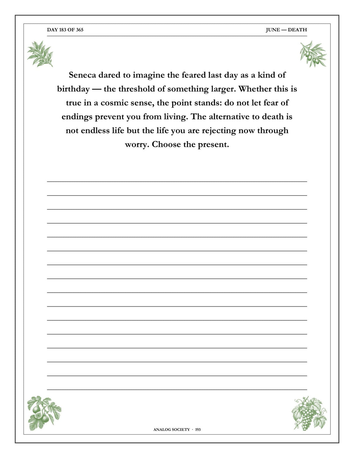 A Year of Seneca - inside page: Day 183 of 365