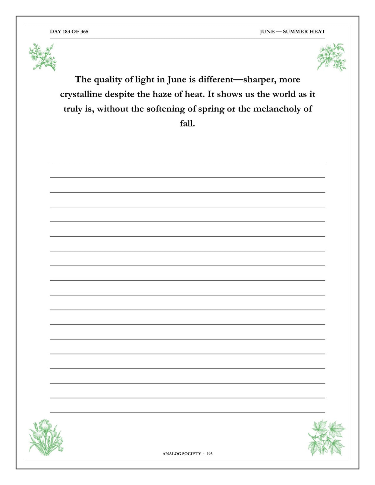 A Year of Small Seasons - inside page: Day 183 of 365