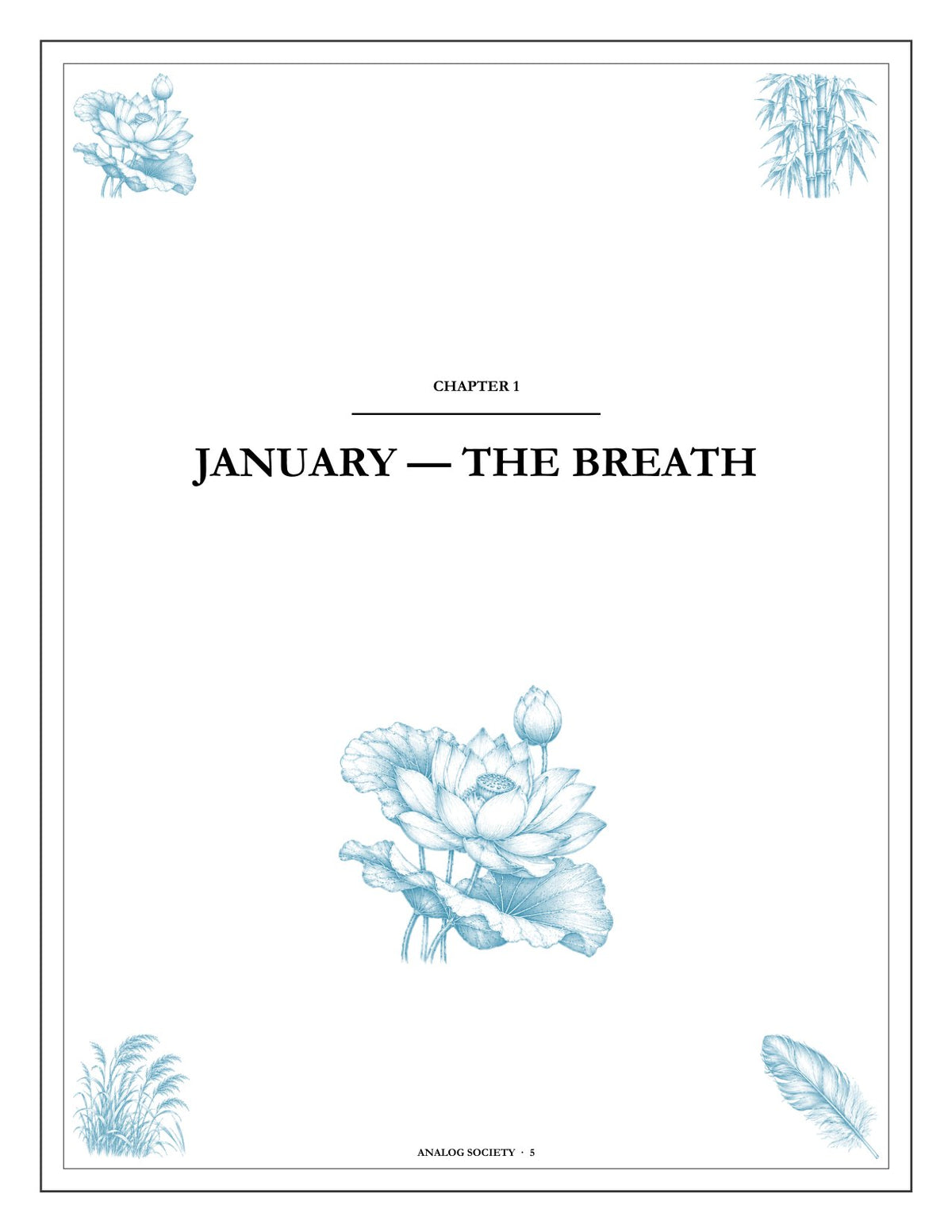 A Year of Stillness - inside page: the opening of chapter one
