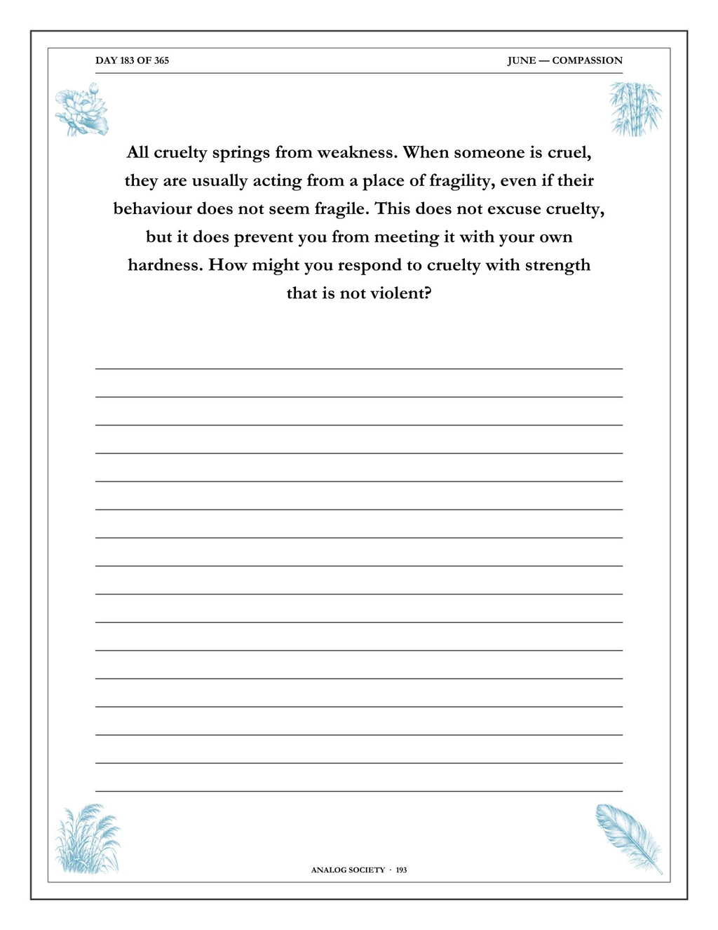 A Year of Stillness - inside page: Day 183 of 365