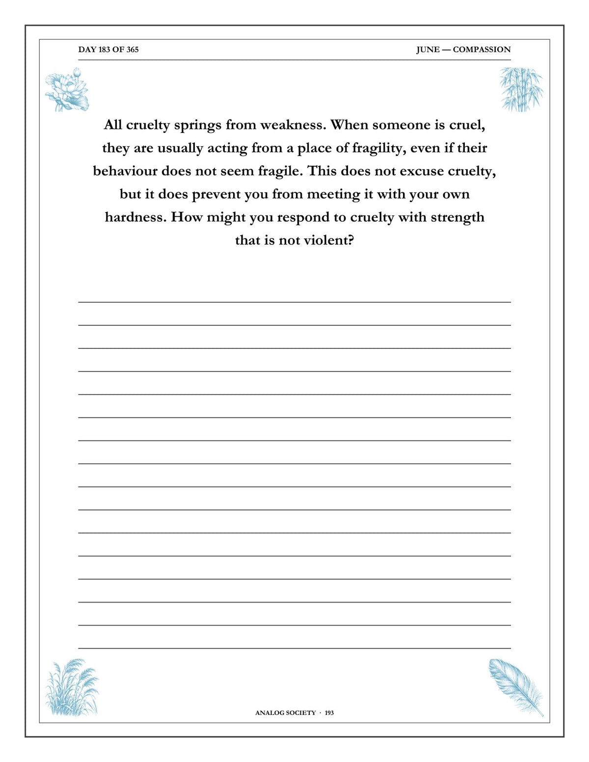 A Year of Stillness - inside page: Day 183 of 365