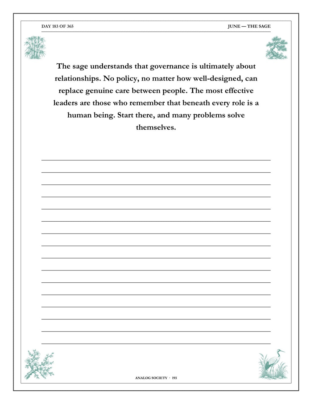 A Year of the Quiet Way - inside page: Day 183 of 365