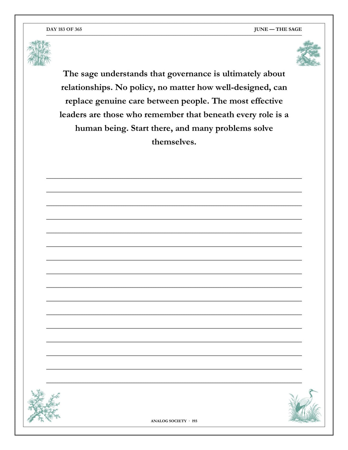 A Year of the Quiet Way - inside page: Day 183 of 365