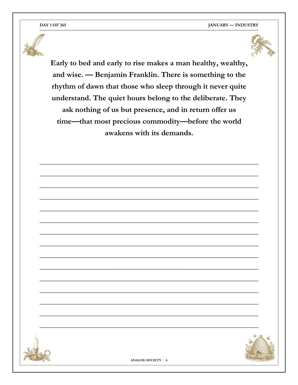 A Year of Useful Days - inside page: Day 1 of 365