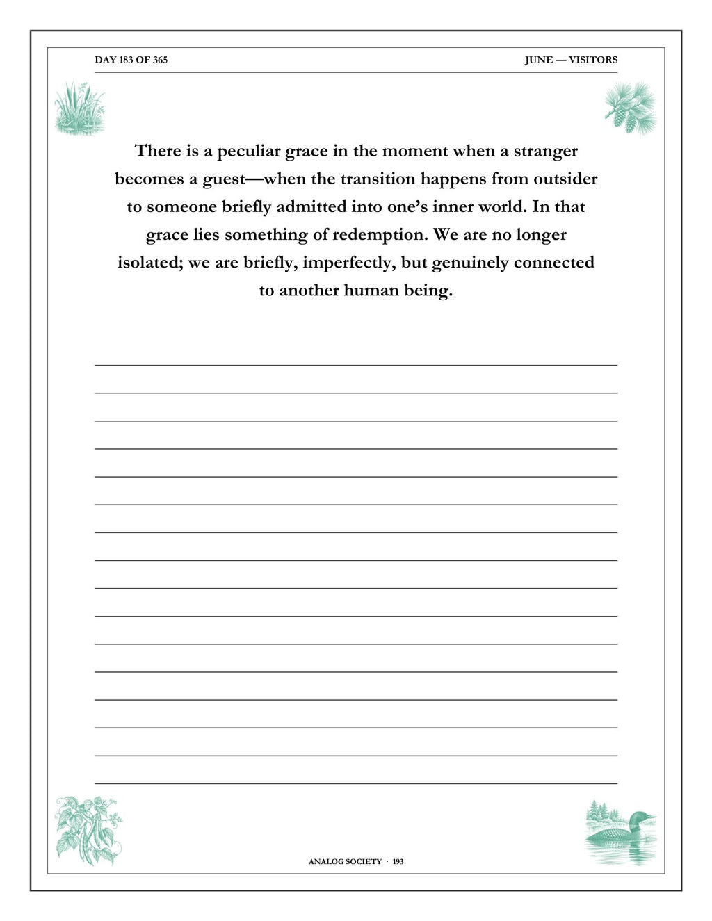 A Year of Walden - inside page: Day 183 of 365