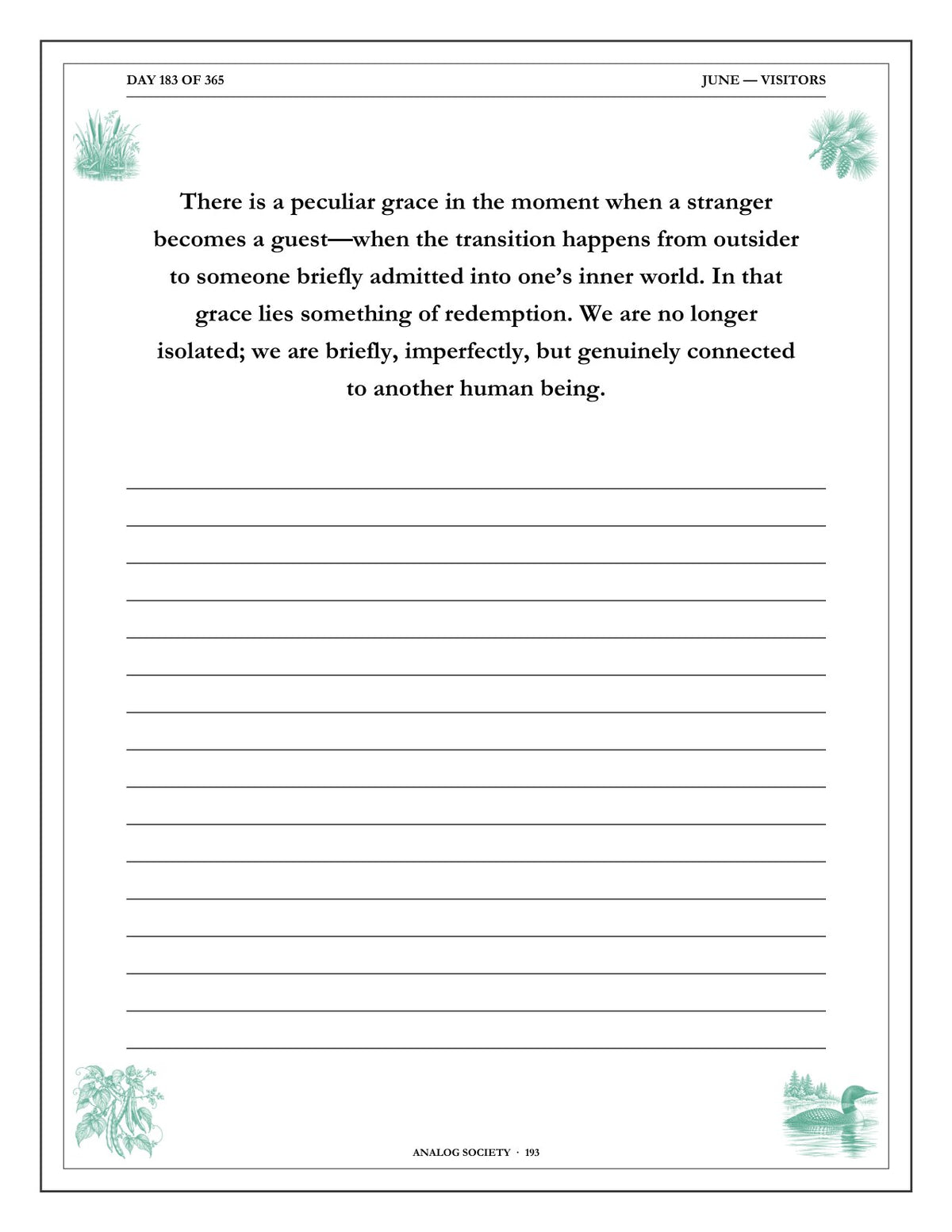 A Year of Walden - inside page: Day 183 of 365