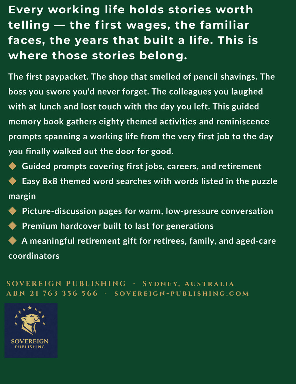 A Memory Book — Working Life and First Jobs - back cover