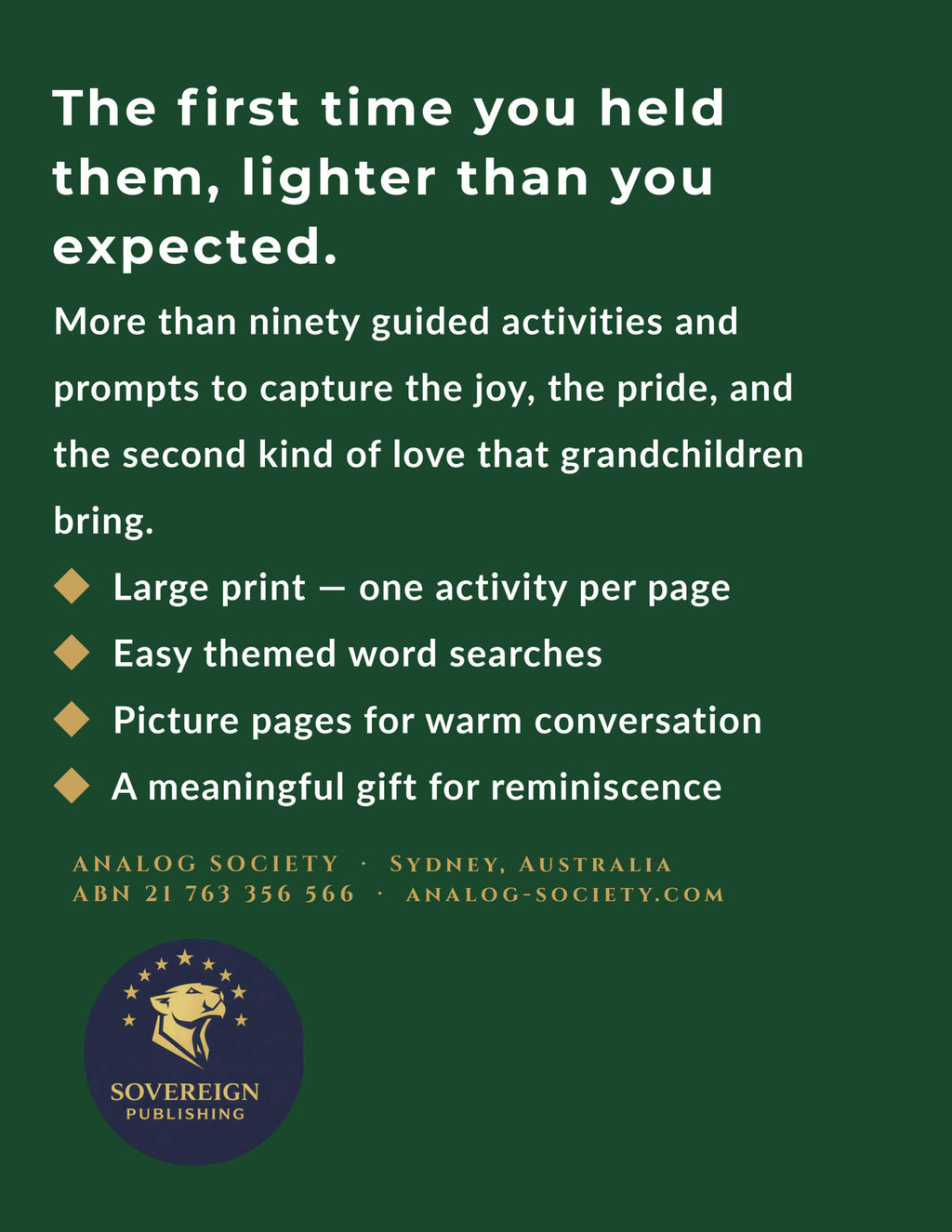 A Memory Book — Becoming a Grandparent - back cover