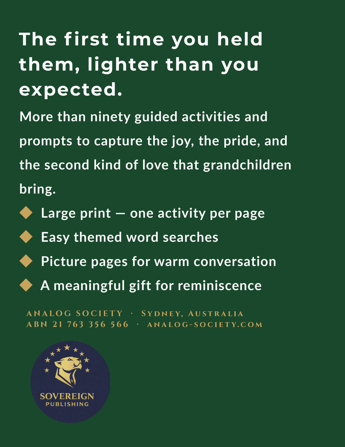 A Memory Book — Becoming a Grandparent - back cover
