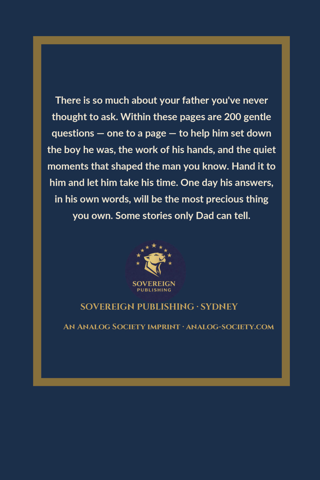 Dad, Start at the Beginning - back cover