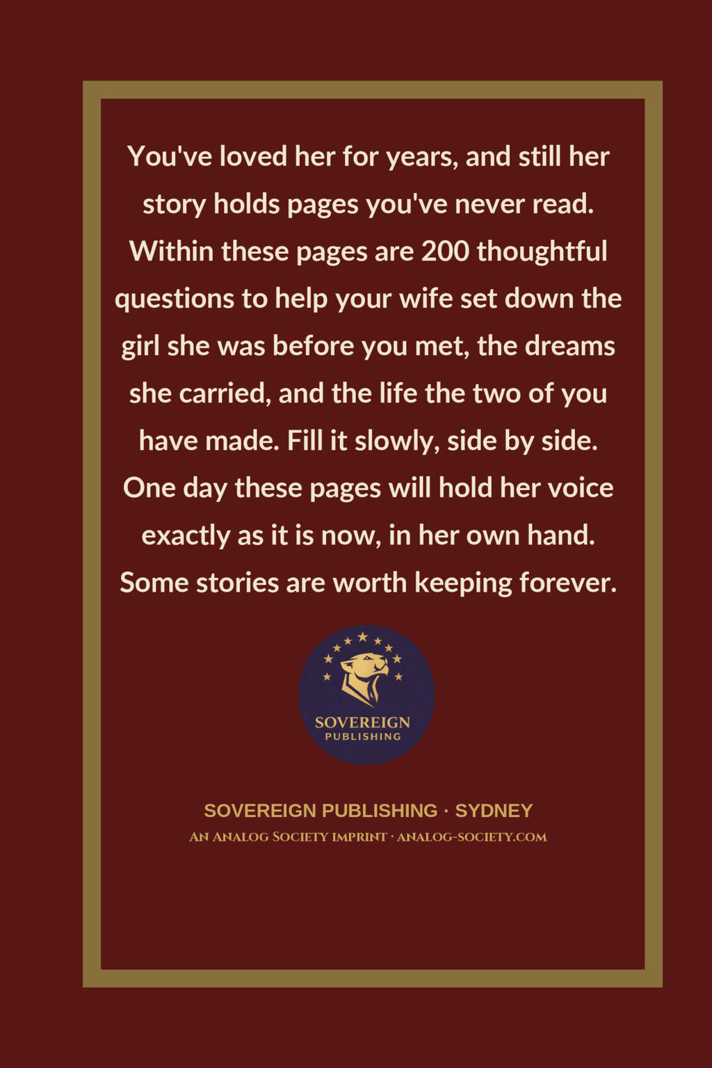 The Woman I Married, In 200 Questions - back cover